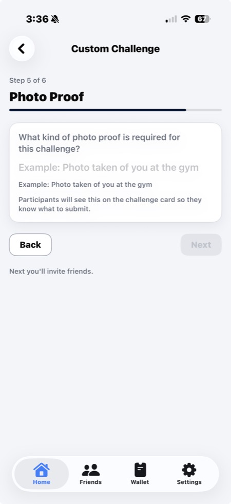 Define required photo proof for custom challenge completion